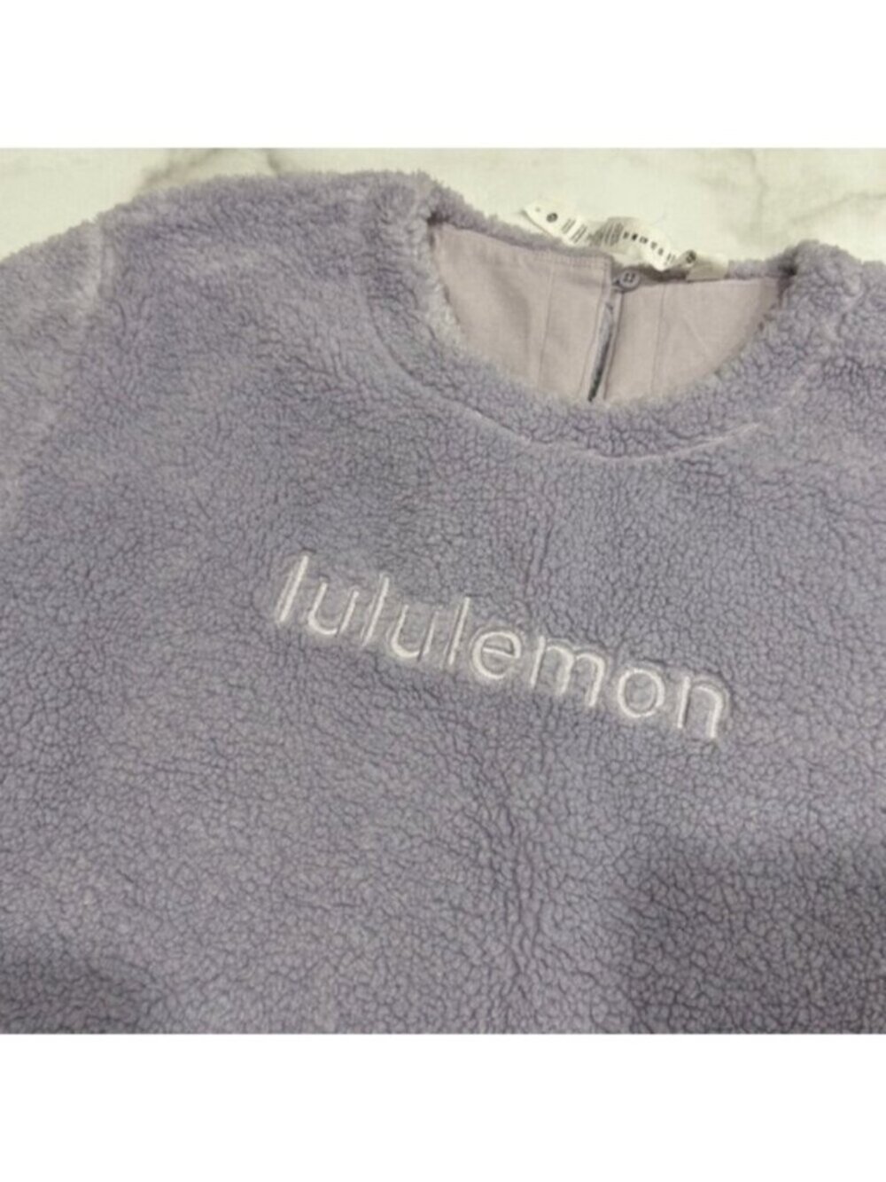 Lululemon Women's Lavender Textured Fleece Embroidered Logo Sleeve Shirt Size 6 - Picture 7 of 11
